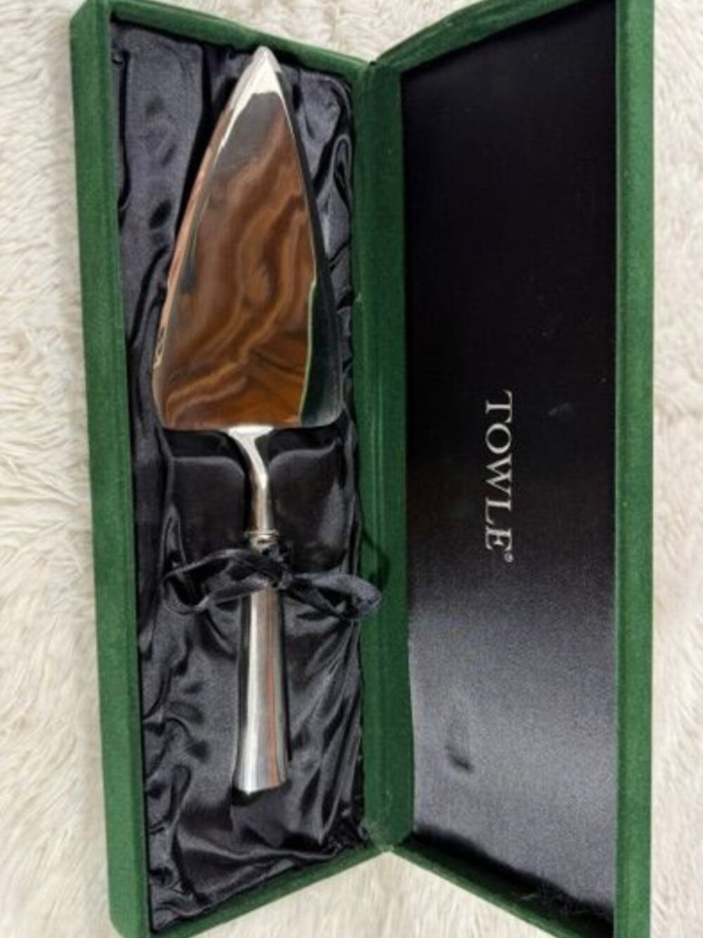 Vintage TOWLE Genuine Silver Plated Cake Server Pastry Spatula in Emerald Case